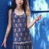 NAVY PINEAPPLE PRINTED DRESS