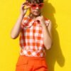ORANGE LINEN SHORTS