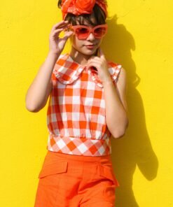 ORANGE LINEN SHORTS