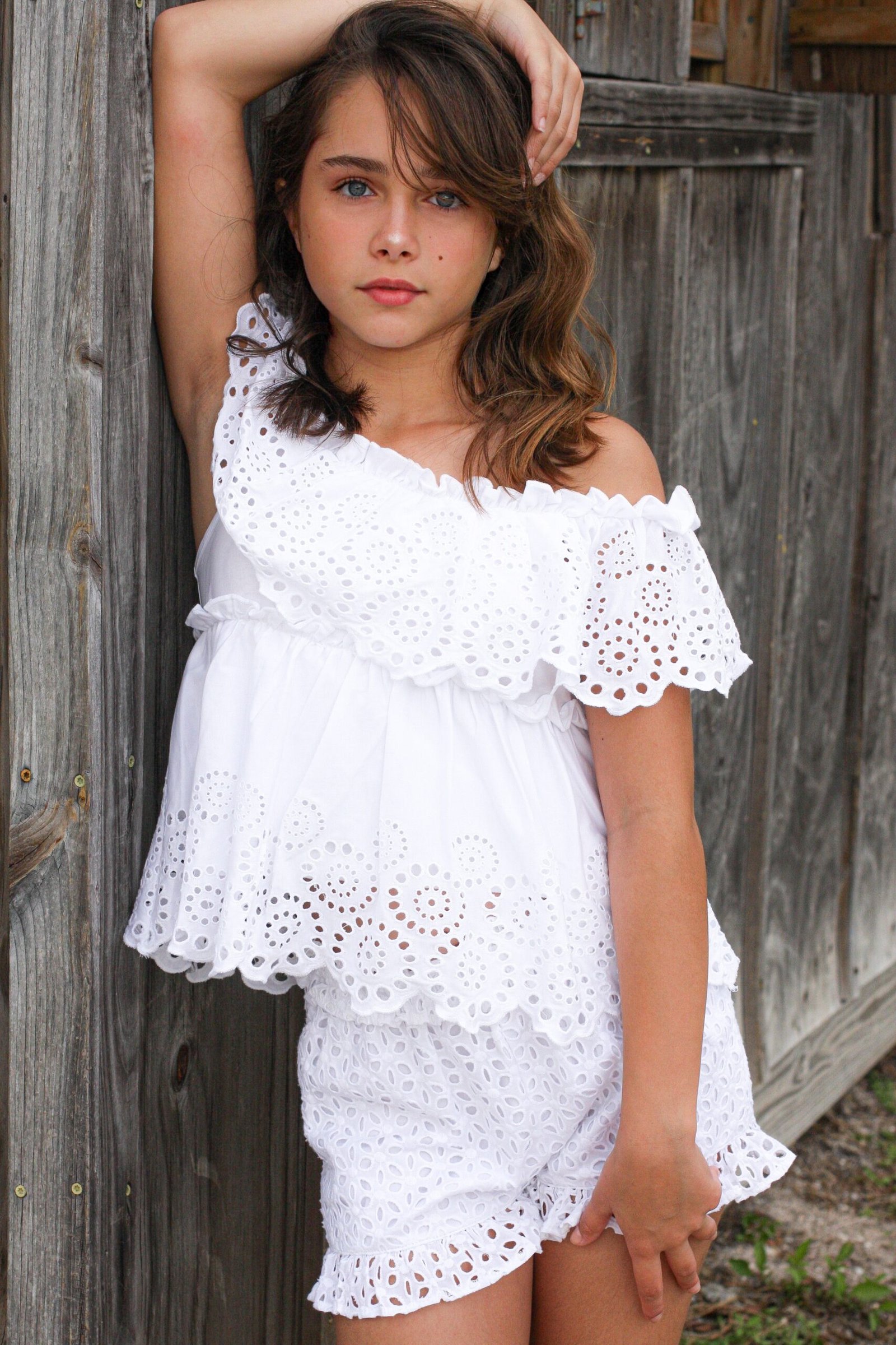 WHITE EYELET OFF-SHOULDER TOP